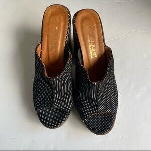 Guero Heel Open toe Sandals Size 7.5 Black Spain